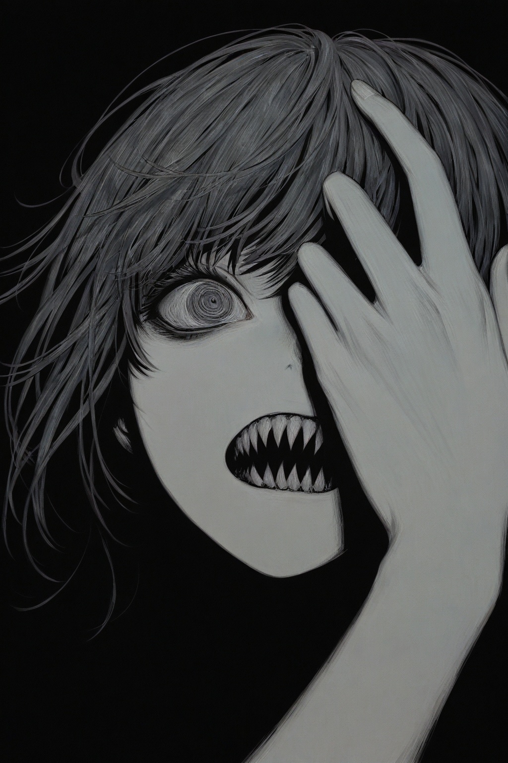 1girl,  solo,  black and white on Tensor.Art