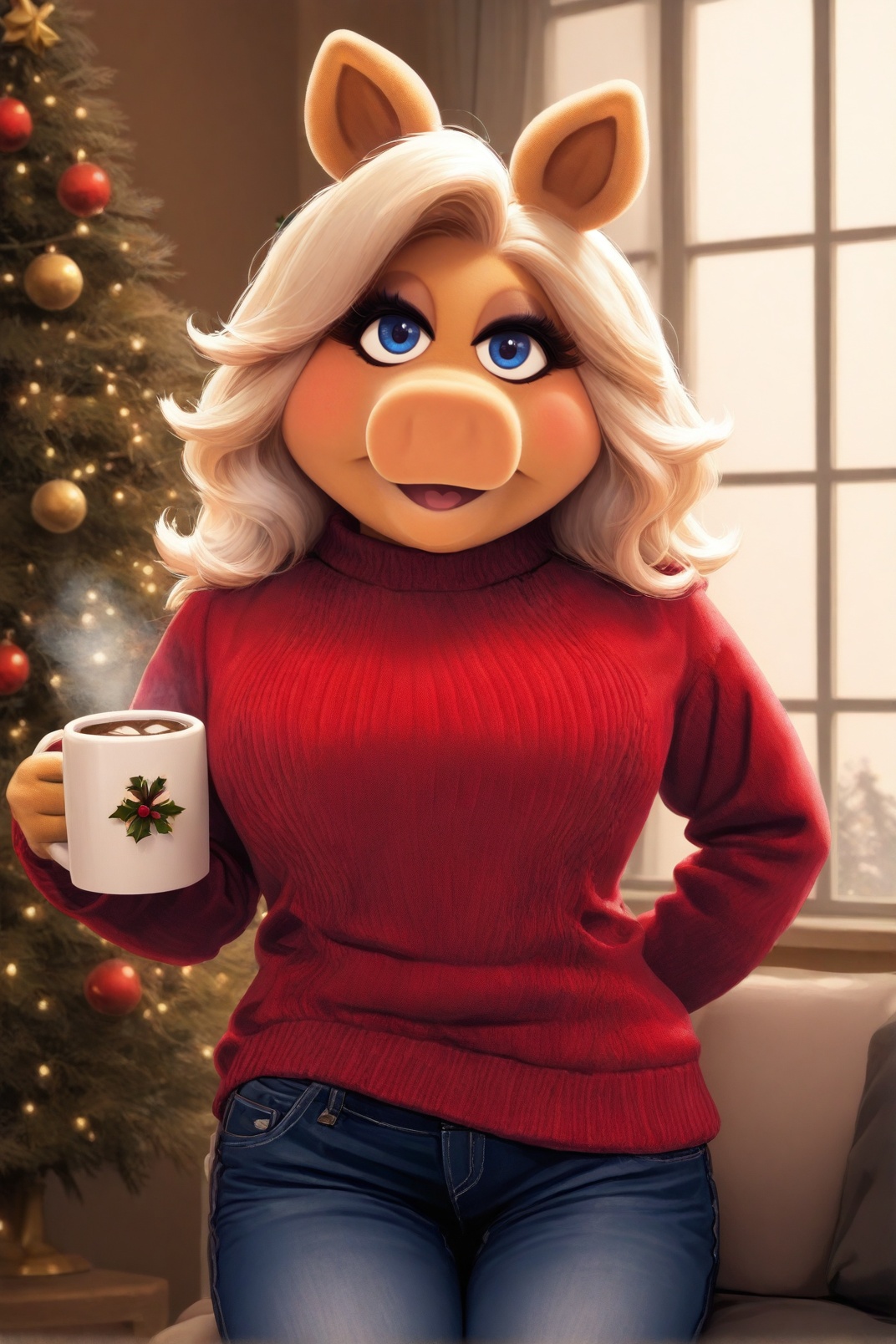 1girl,  solo,  miss piggy on Tensor.Art