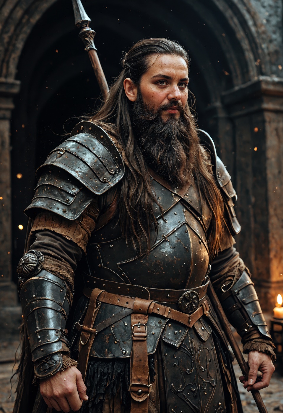 highly detailed,  hyper realistic photo,  a strong fantasy dwarf warrior with a long beard and a thick armor on Tensor.Art