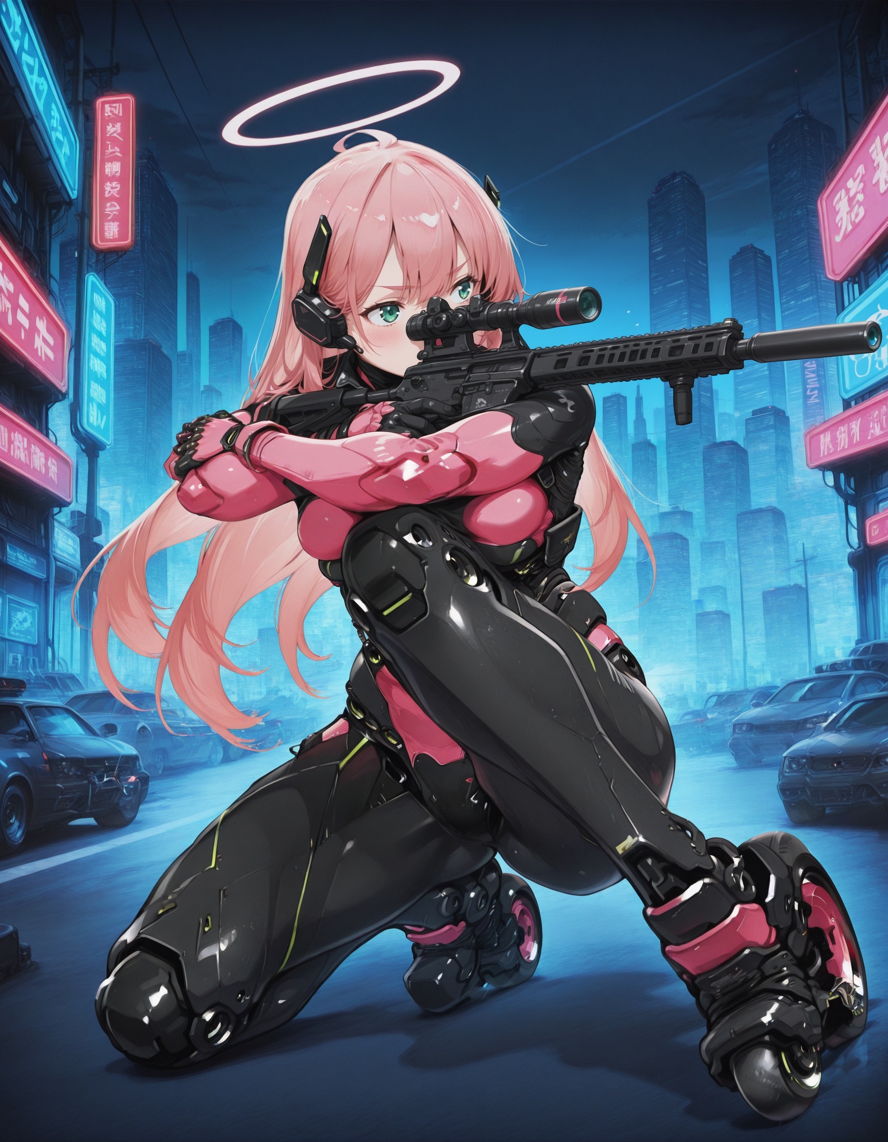 1girl,  halo,  pink hair on Tensor.Art