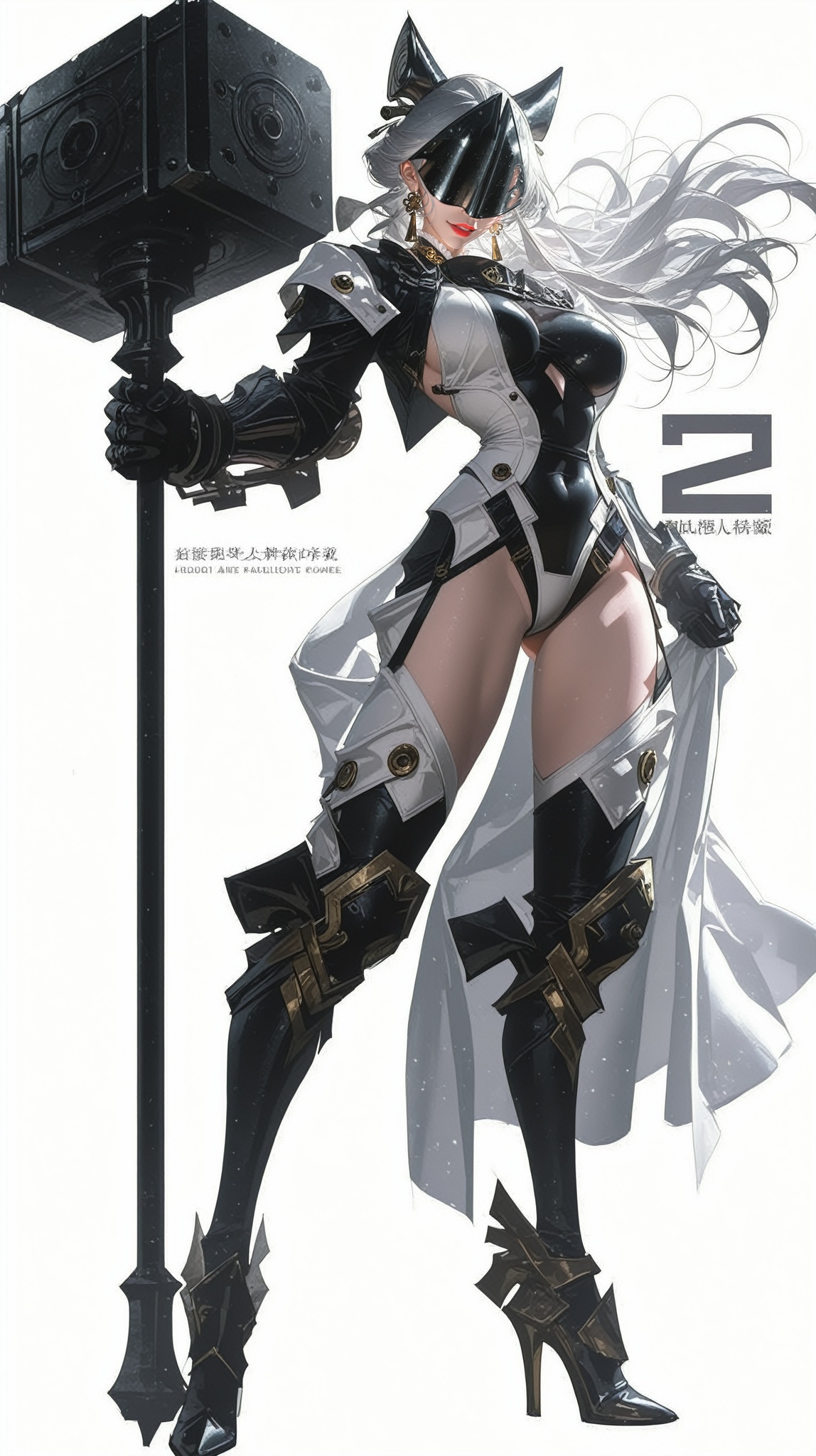 a woman,  Holding a huge hammer in hand on Tensor.Art