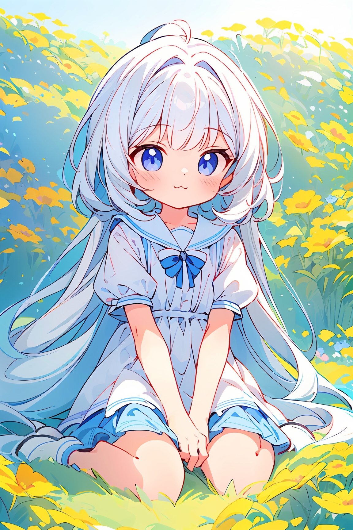 The Fullbody captivating artwork of adorable romance manga character,  sitting,  Half tone cute on Tensor.Art