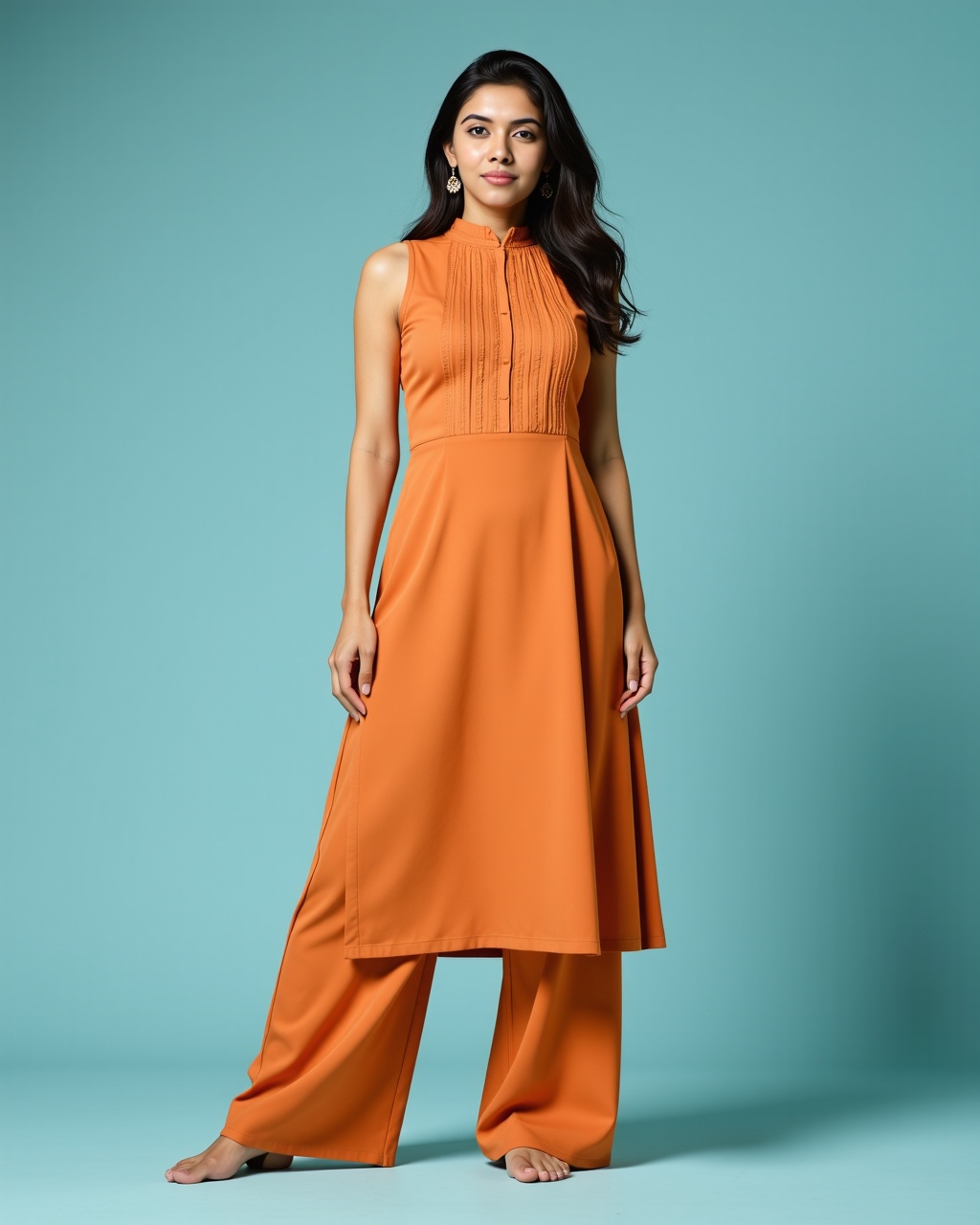 full body photo of Asin woman,  candid photo with natural colors,  serious expression on face on Tensor.Art