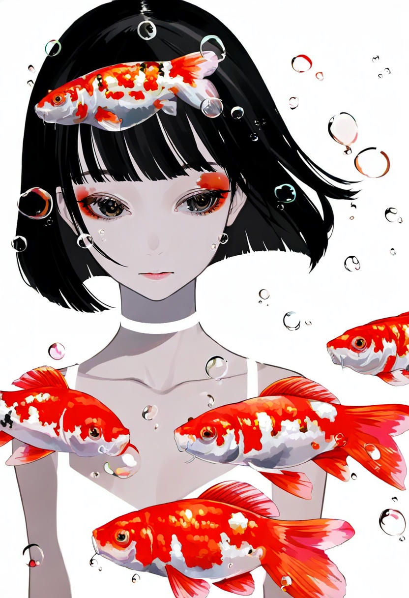 1girl,  fish,  goldfish on Tensor.Art