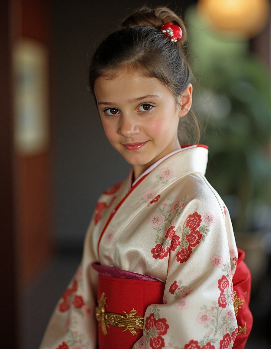 girl,  wearing Silk kimono on Tensor.Art