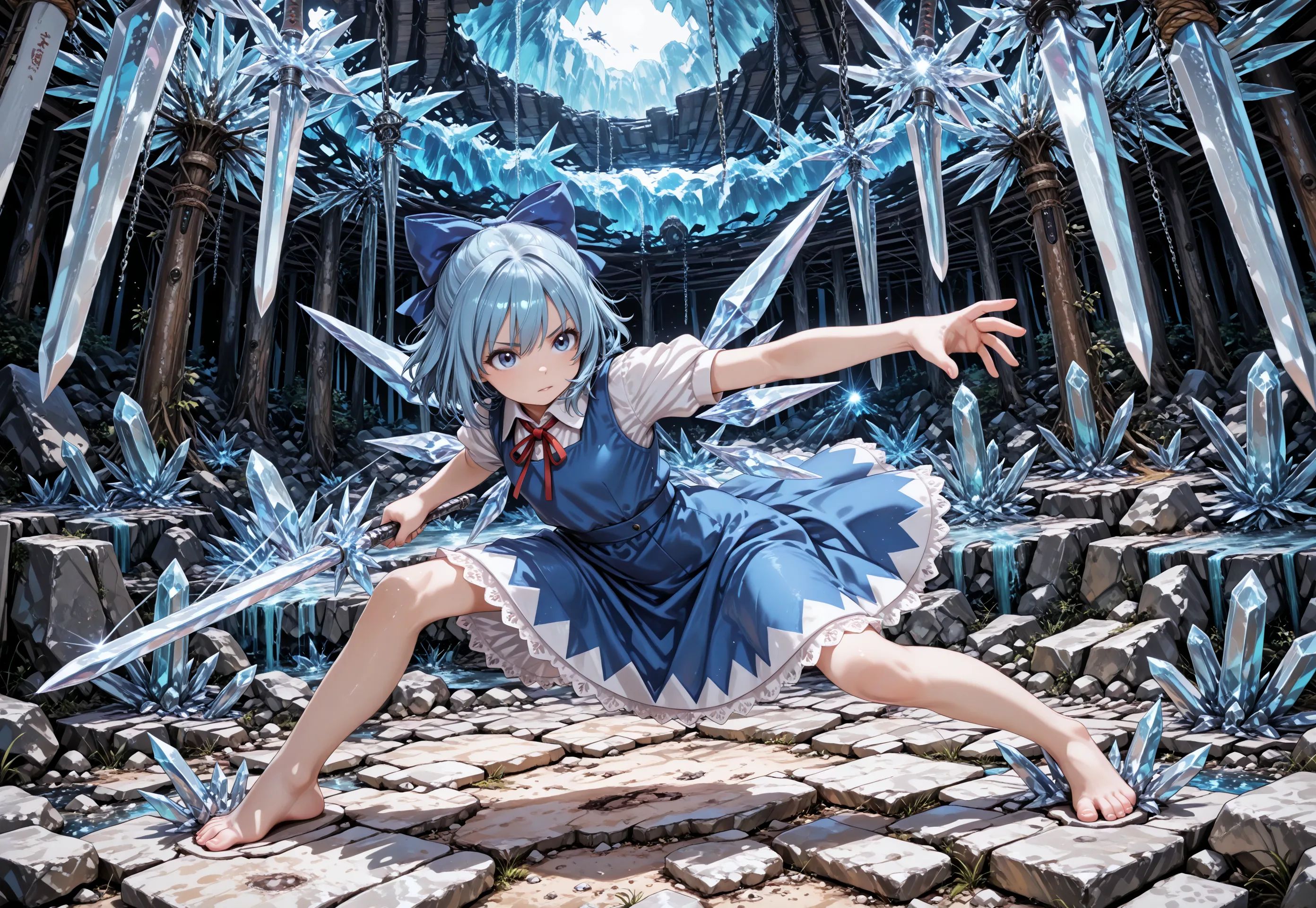 1girl,  cirno,  crystal sword on Tensor.Art