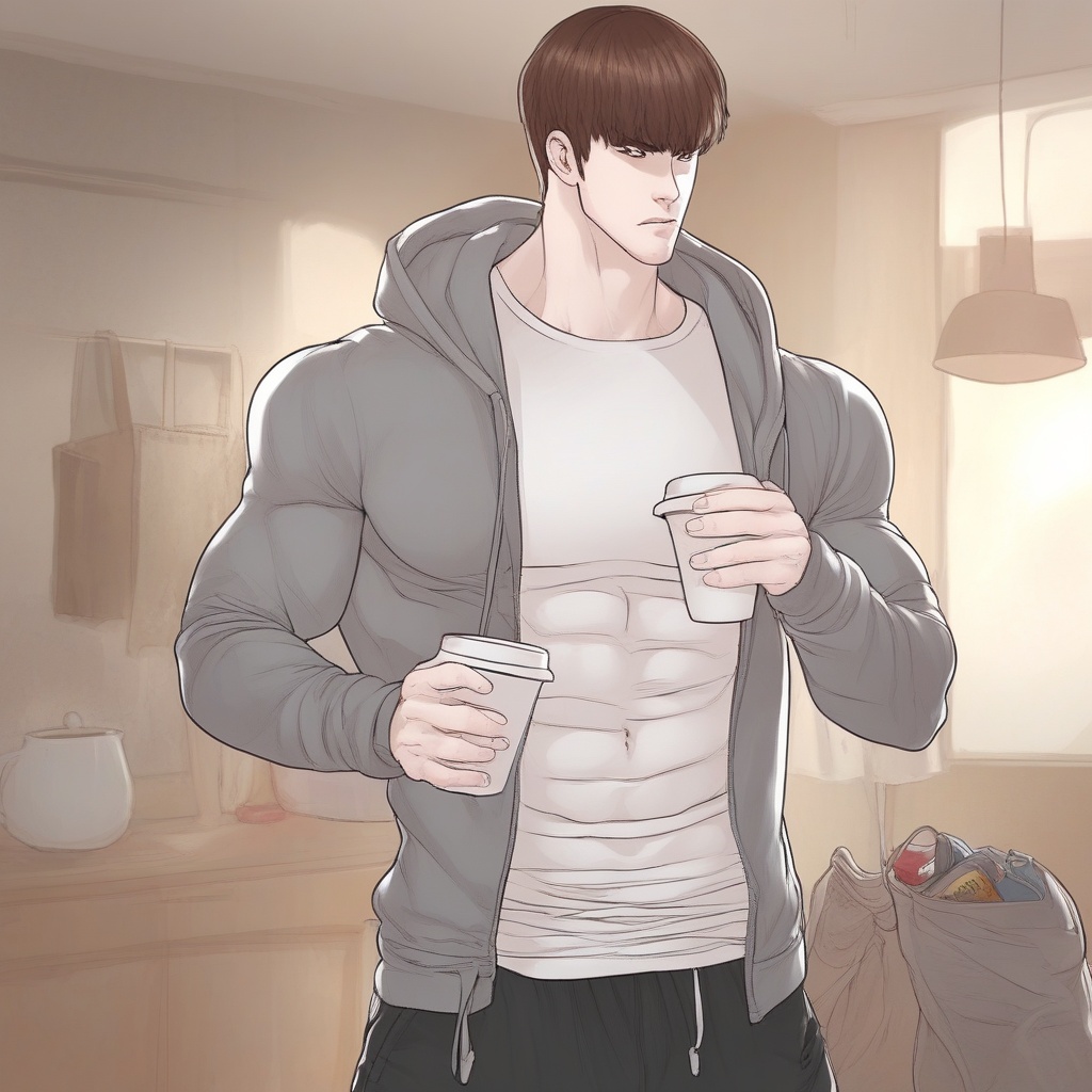 bangs,  muscular male,  !? on Tensor.Art
