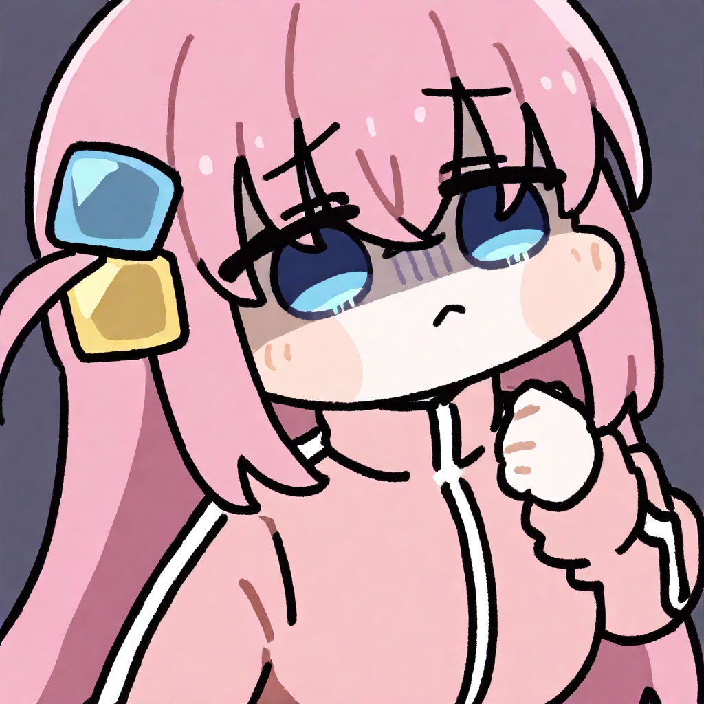 <lora:oldstore>,masterpiece,best quality,meme,chibi, 1girl,gotoh hitori,bocchi the rock!,pink hair,blue eyes,long hair,bangs,hair between eyes,cube hair ornament,hair ornament,one side up,breasts