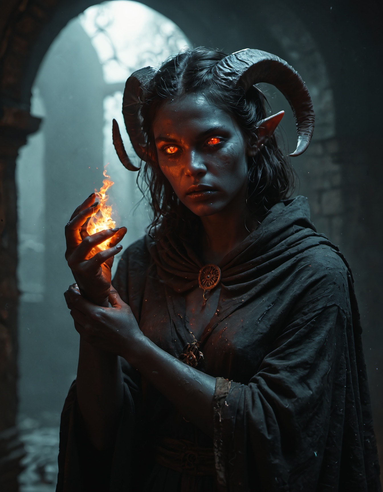 score_8_up,  score_7_up,  A tiefling woman with dark on Tensor.Art