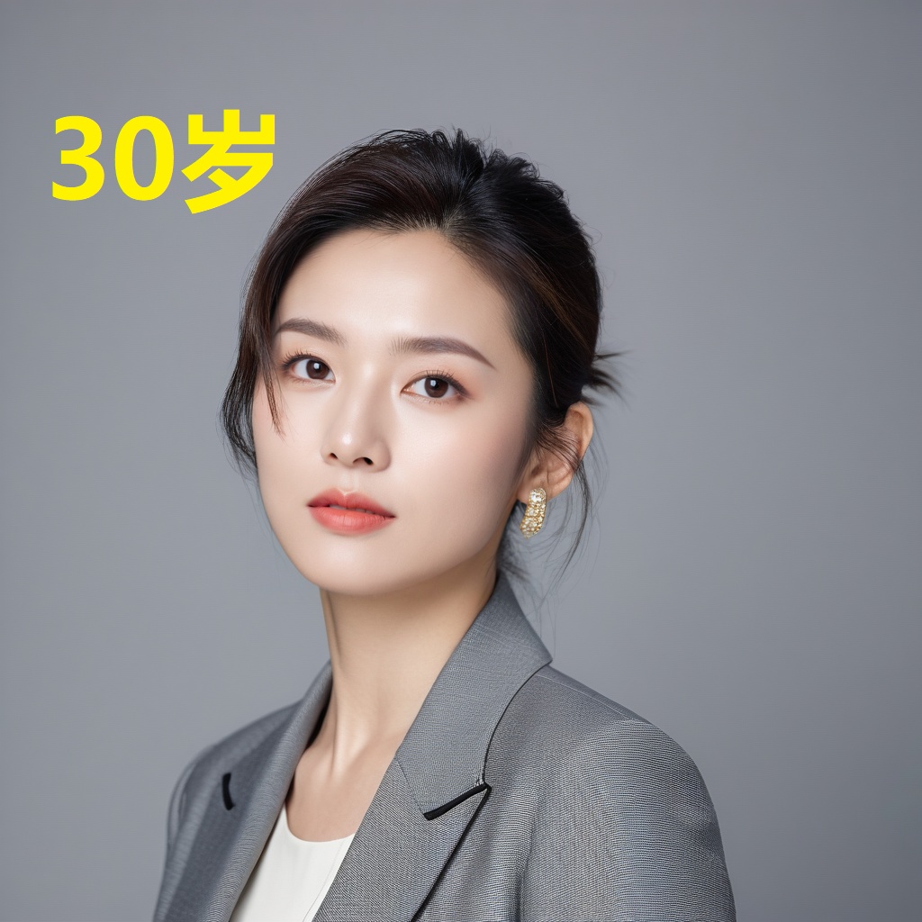 leogirl,A 30-year-old woman,portrait photo,facial focus,photo taken,fashionable and simple,Chinese ethnicity,soft gray background,natural lighting,high-resolution clarity,contemporary portrait,gentle,fashionable and avant-garde,simple accessories,details with strong contrast between skin color and neutral background,looking at the audience,