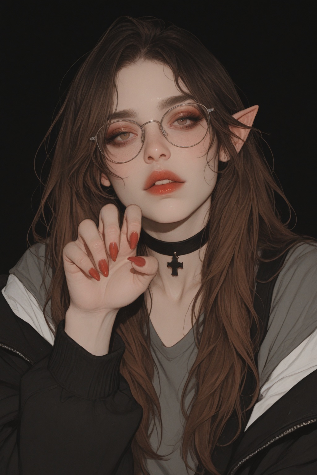 1girl,  solo,  round eyewear on Tensor.Art