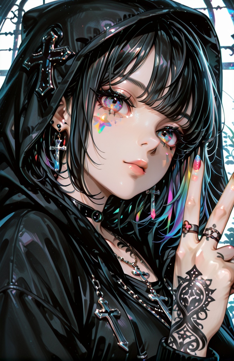 1girl,  jewelry,  hood on Tensor.Art