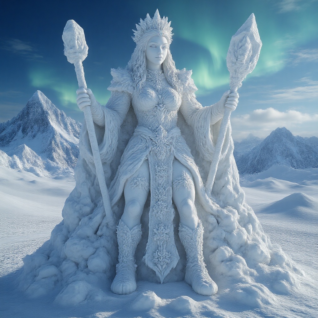 XUEDIAO,  XUEDIAO,  A snow sculpture of an ice queen on Tensor.Art