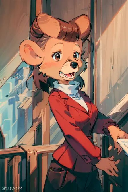 rebecca cunningham,  furry female,  red jacket on Tensor.Art