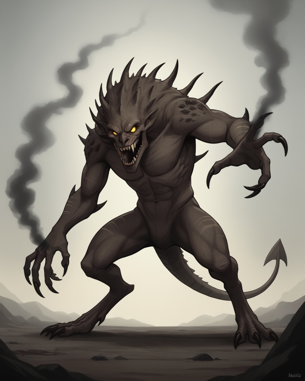 monstermaker24,  a dark and terrifying monster made of smoke and ash. Its body could be curved and made up of animal and d...