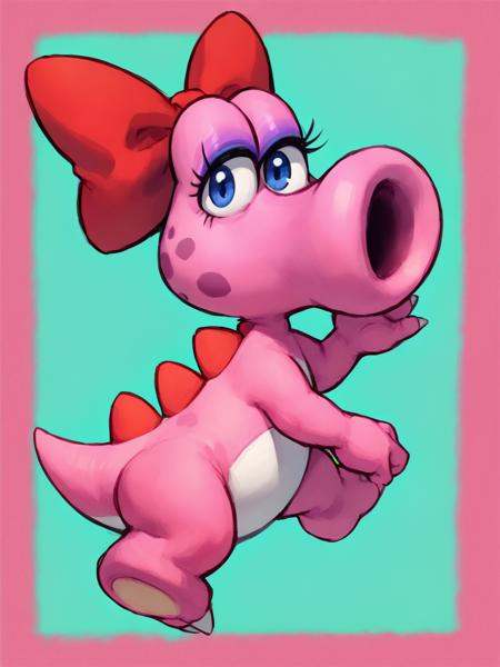 eyelashes,  red bow,  pink skin on Tensor.Art