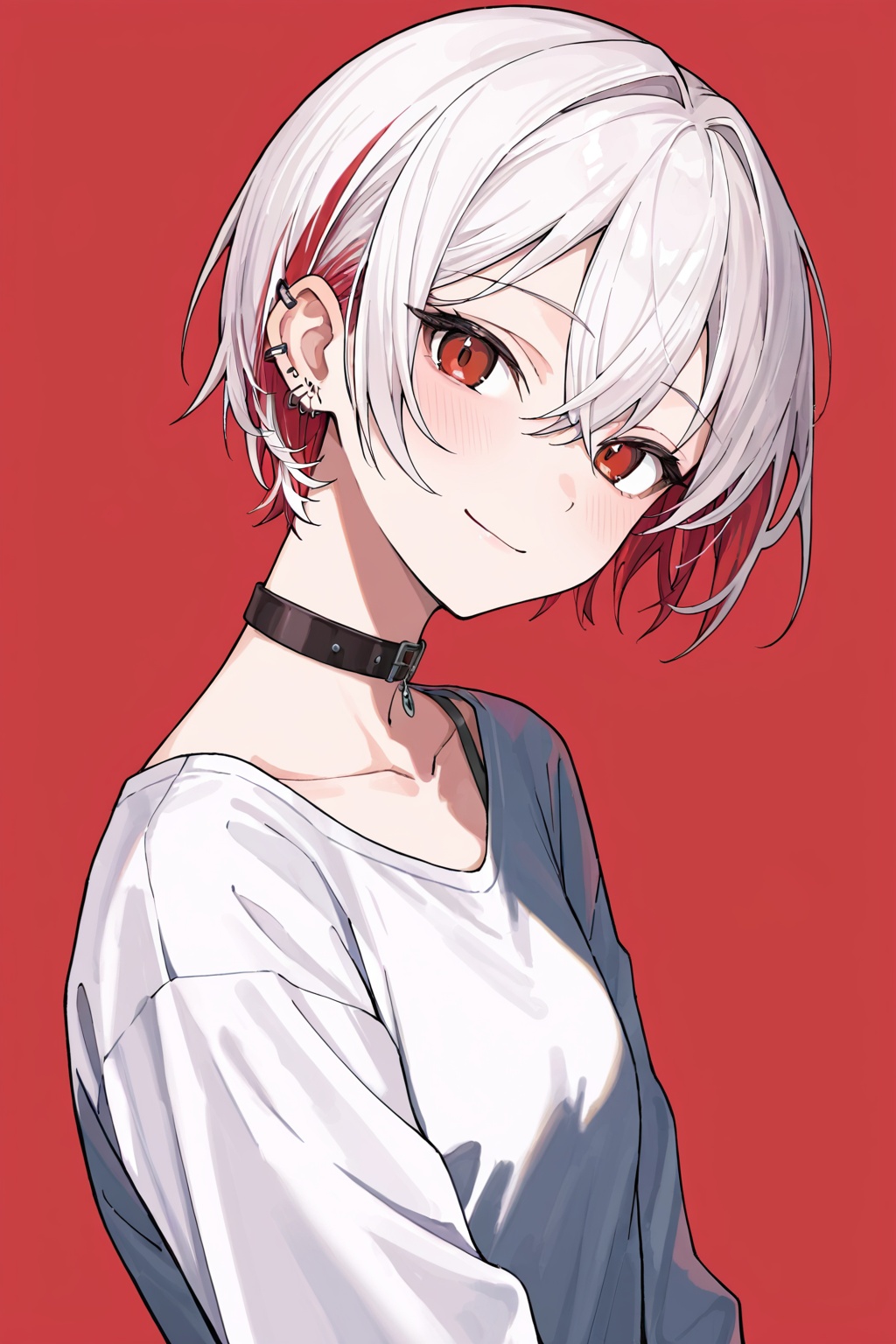 1girl,  solo,  red background on Tensor.Art