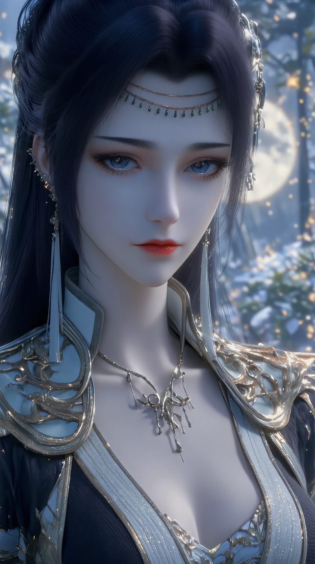 WM,WALLPER,pencilpunk,((caustics:1.3)),(colorful:1.15),(gorgeous light and shadow:1.1),light and shadow,close up,A Chinese beauty dressed in a manzhu sawa flower hanfu,pitiful,stylish and artistic,Fever-Dream,Dark Atmosphere,Zen Atmosphere,16K,hyper quality,((ink)),(water color),bloom effect,detailed beautiful grassland with petal,flower,butterfly,necklace,smile,petal,(((surrounded by heavy floating petal flow))),((moon)),starry sky,(lighting particle),fog,snow,(bloom),