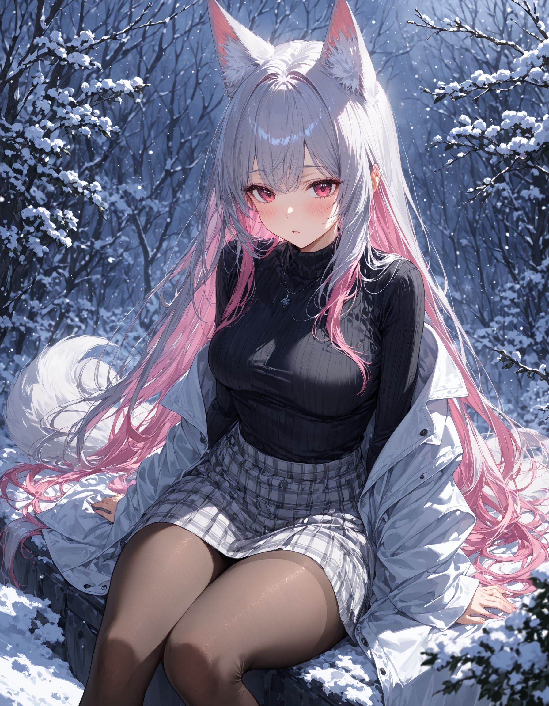 1girl,  fox girl,  fox ears on Tensor.Art