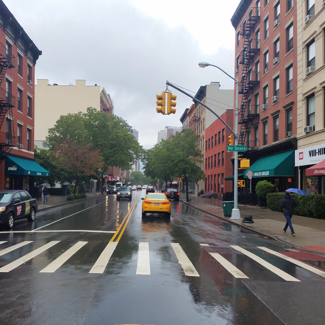 ******* photo. a rainy city street on Tensor.Art
