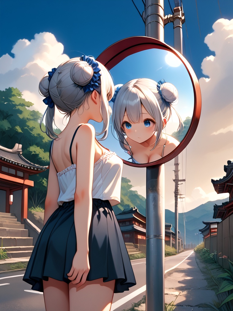 score_9,  source_anime,  convex mirror on utility pole on Tensor.Art