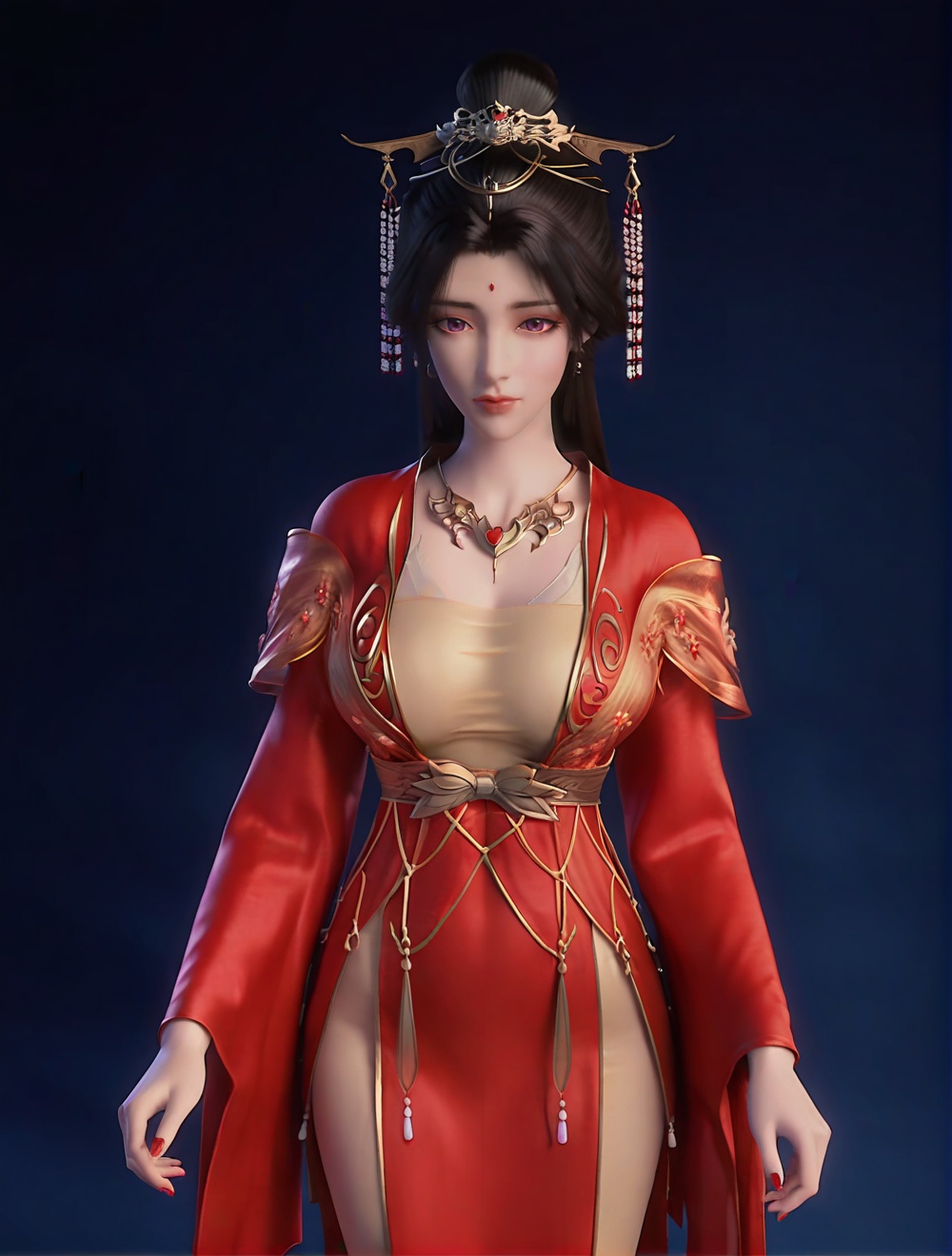 score_9,  red dress,  black hair on Tensor.Art