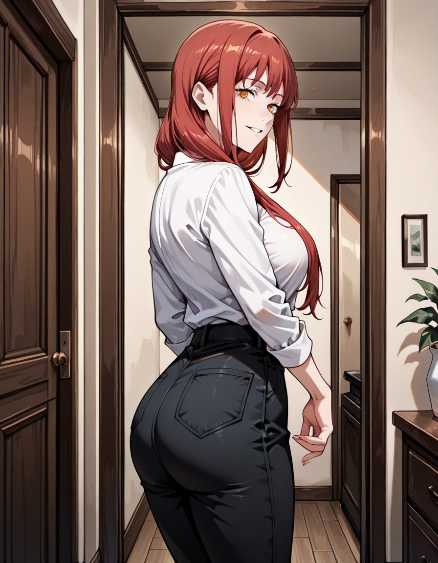 Makima,  red hair,  looking at viewer on Tensor.Art