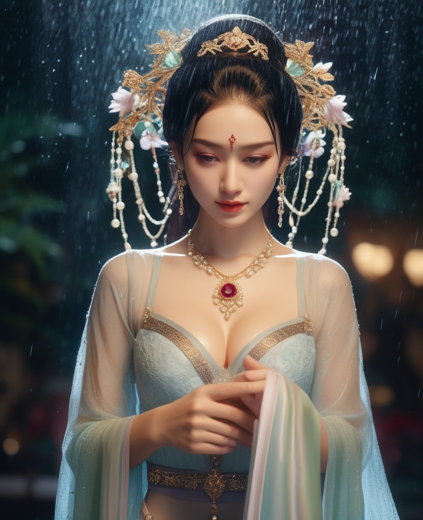 <lora:831-DA-XL-国风E:0.8>, ultra realistic 8k cg,picture-perfect face,flawless,clean,masterpiece,professional artwork,famous artwork,cinematic lighting,cinematic bloom,fantasy,dreamlike,unreal,science fiction,(()),(rich:1.4),prestige,luxury,jewelry,diamond,gold,pearl,gem,sapphire,ruby,emerald,intricate detail,delicate pattern,sexy,charming,alluring,seductive,erotic,enchanting,hair ornament,necklace,earrings,bracelet,armlet,((((,,lace ,pov, vaginal,after rape, after ejaculation, , after vaginal,    , gigantic breasts, ,, ,, , ,,  looking at viewer,facing viewer,,  torn ,,  , , wet, sweat, tears, rain,  see-through, cum, cum on breasts,  nsfw)))),