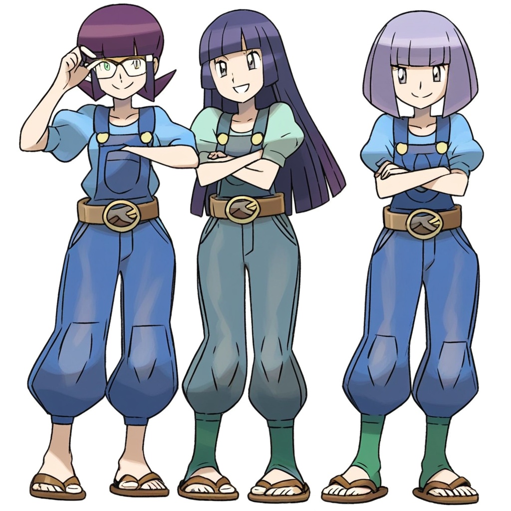 crossed arms,  overalls,  green socks on Tensor.Art