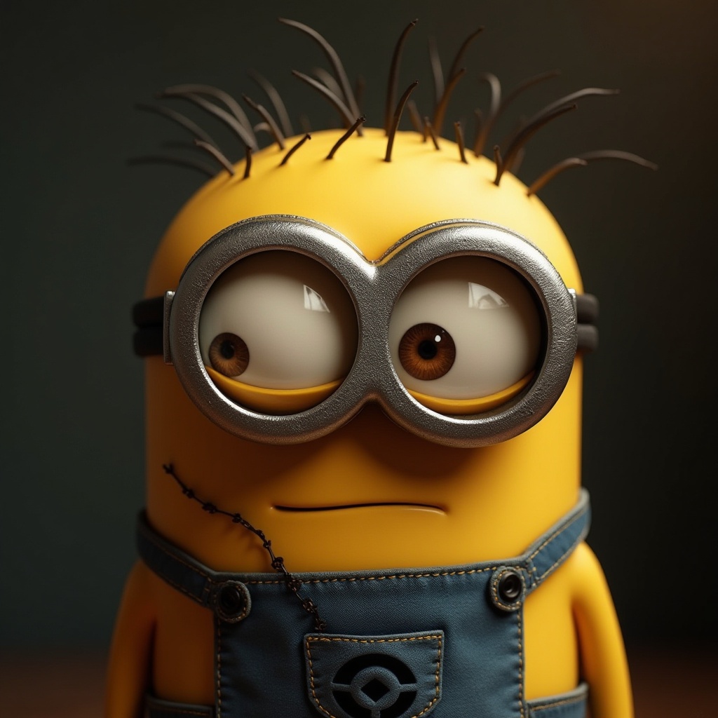 face_crack,  A close-up shot of a Minion on Tensor.Art