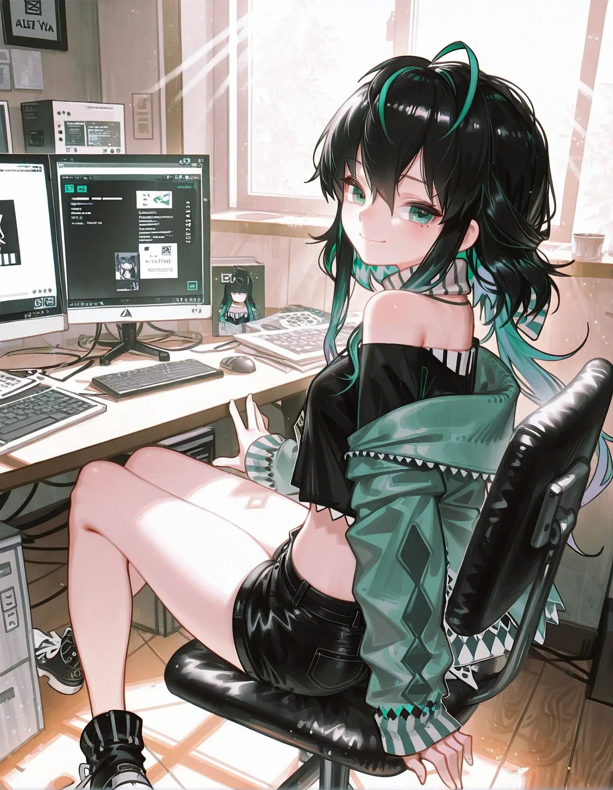 1girl,  shin yuya \(gamer\),  short shorts on Tensor.Art