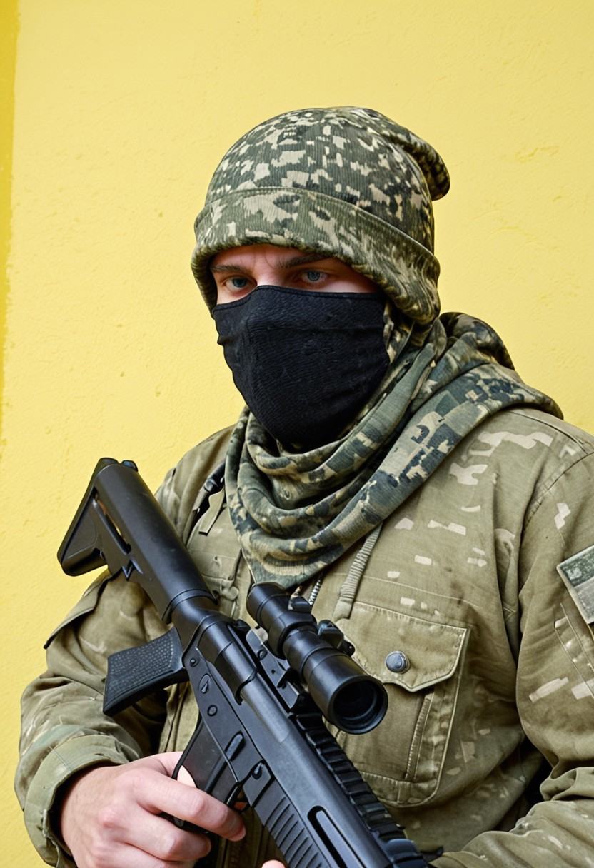 yellow background,  mask,  hat on Tensor.Art
