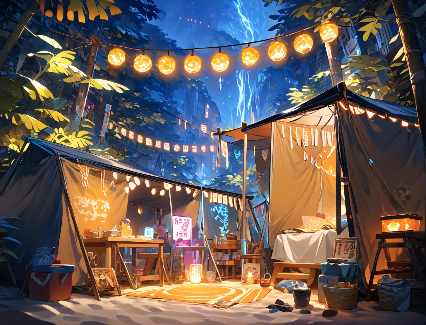 1boy,perfect illustration,beach illuminated by neon lights,glowing camp,(best quality, perfect masterpiece, Representative work, official art, Professional, high detail, Ultra intricate detailed:1.3),CACA,furry,shota,body fur,