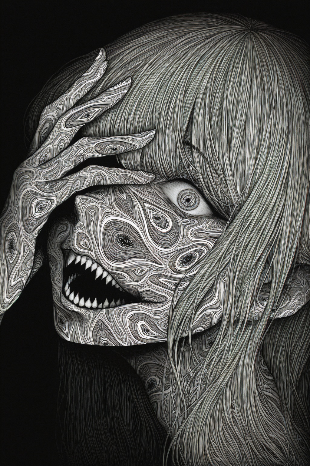 1girl,  solo,  black and white on Tensor.Art