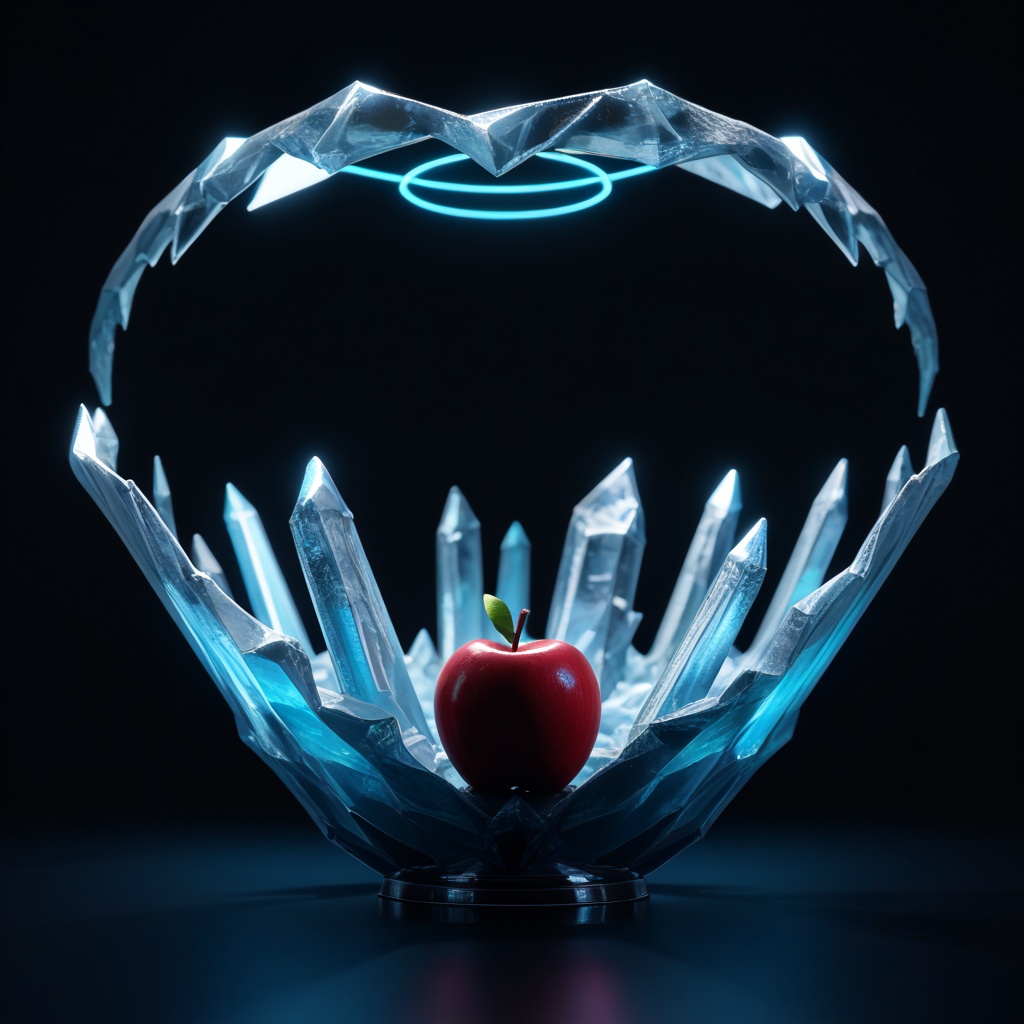 3d rendering,  an apple,  made of ice on Tensor.Art