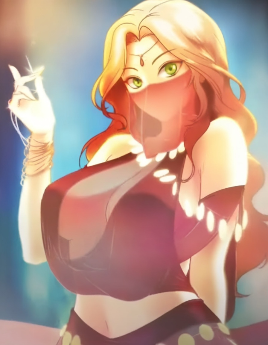 redveil,  mature woman,  green eyes on Tensor.Art