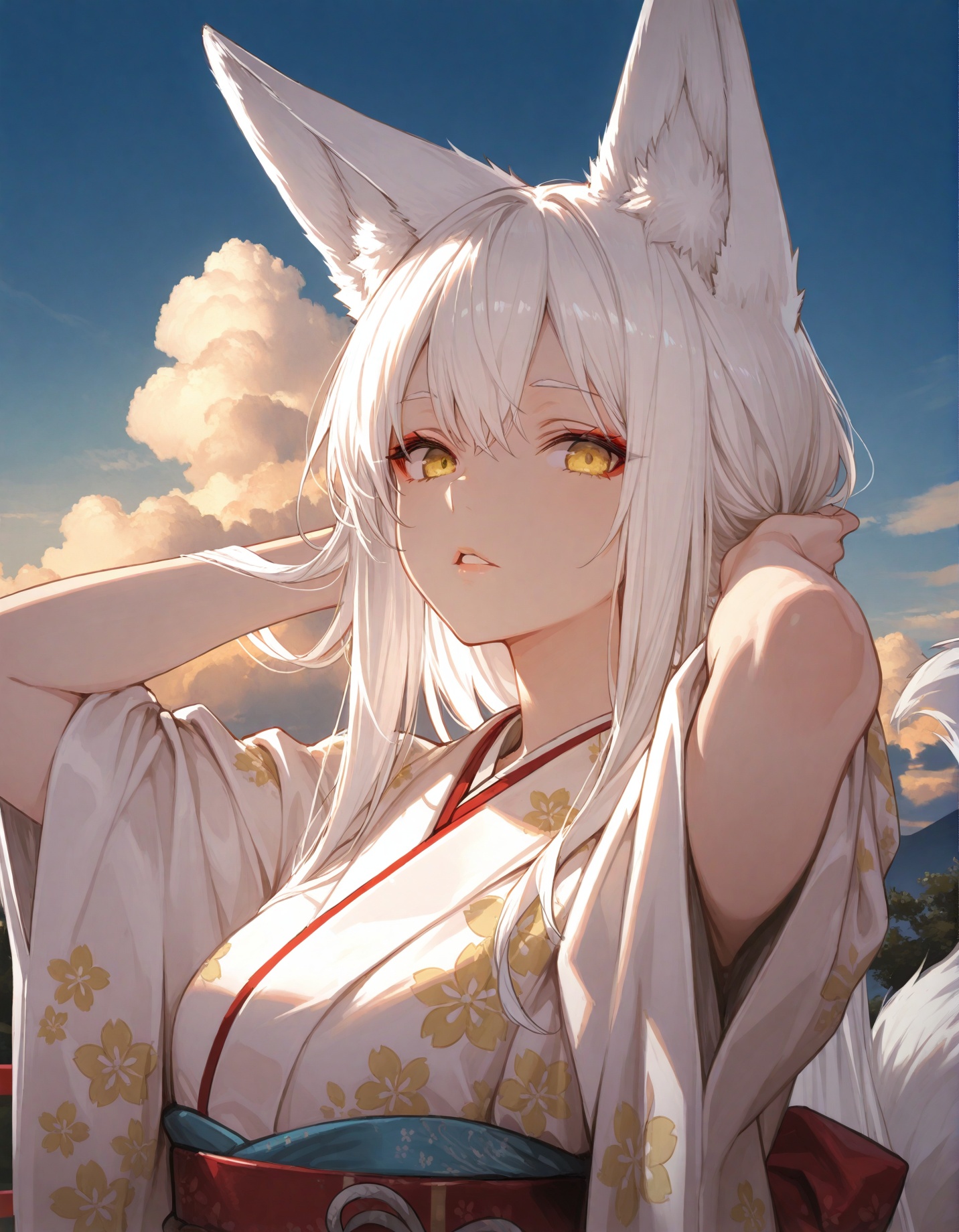 1girl,  fox tail,  sky on Tensor.Art