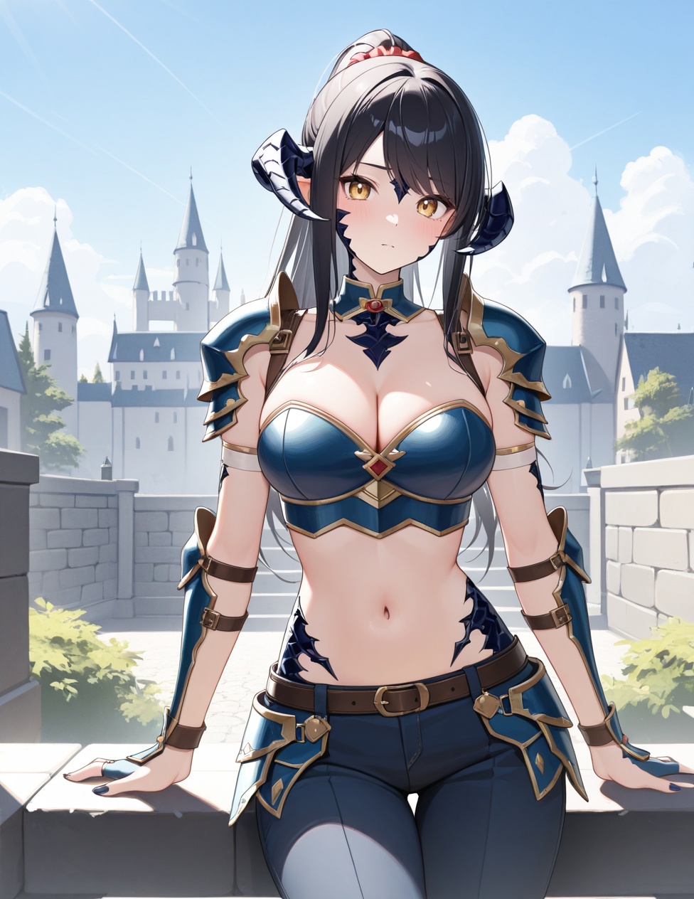 (detailed texture lighting,  detailed surface lighting) BREAK outdoors,  castle on Tensor.Art