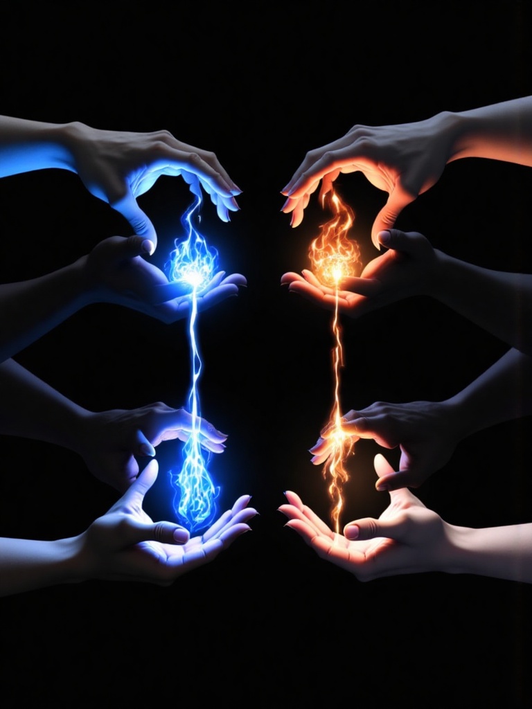 blue fire disembodied limb electricity fire flame glowing hands lightning magic out of frame pov pov hands signature simpl...
