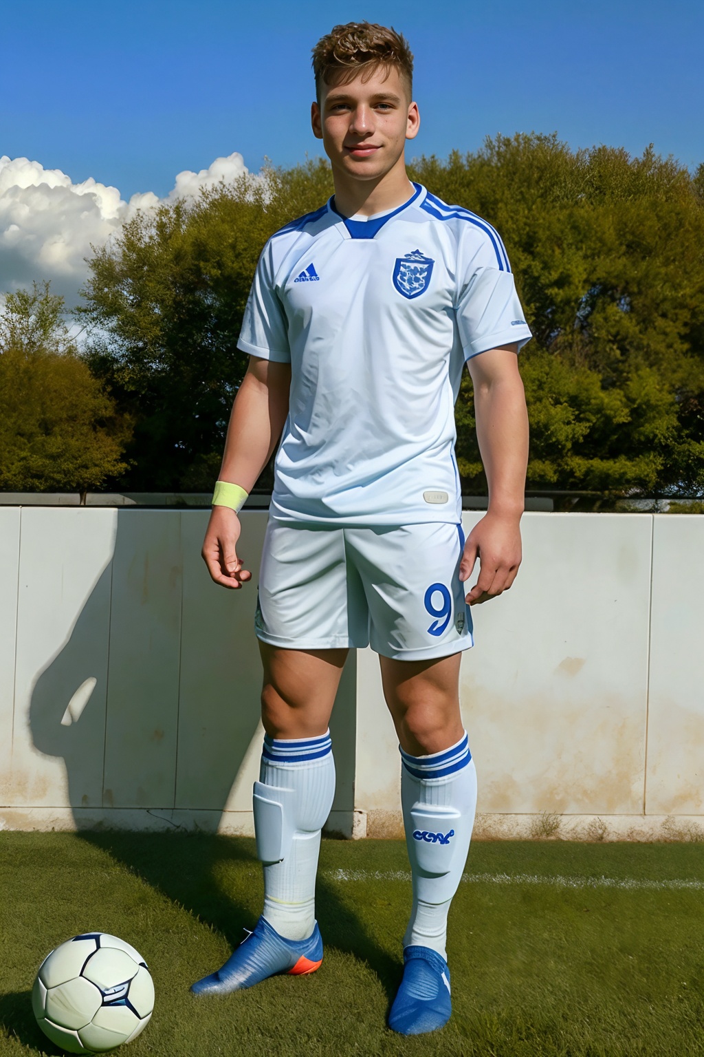 standing on a grass field,  BrandonPMyers is a soccer player,  slight smile on Tensor.Art