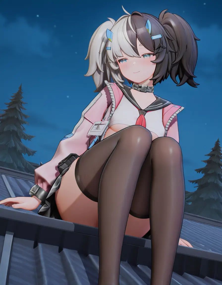 1girl/(eatchel,  two-tone hair,  thighhighs on Tensor.Art