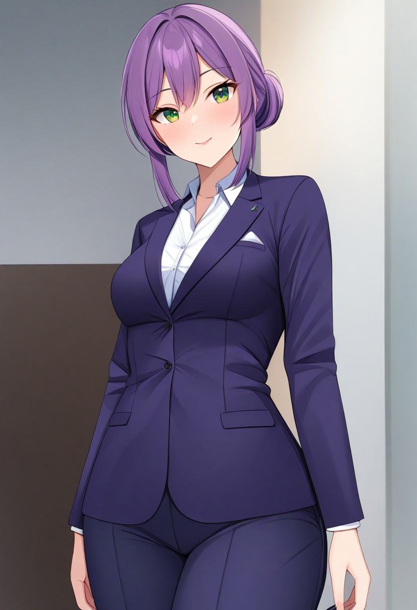 k0shbu,  green eyes,  purple hair on Tensor.Art