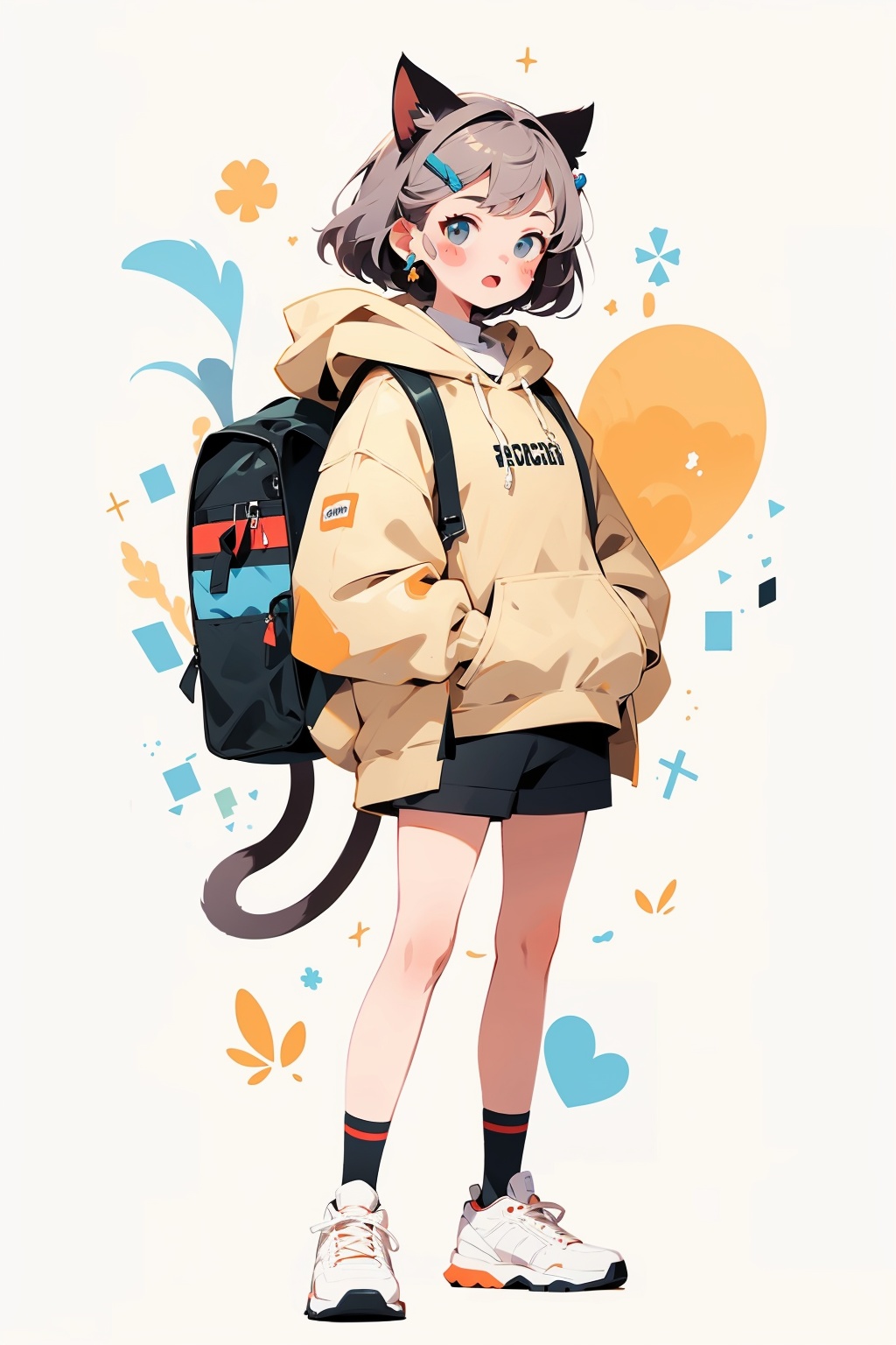 animal ears,  cat,  blue background on Tensor.Art