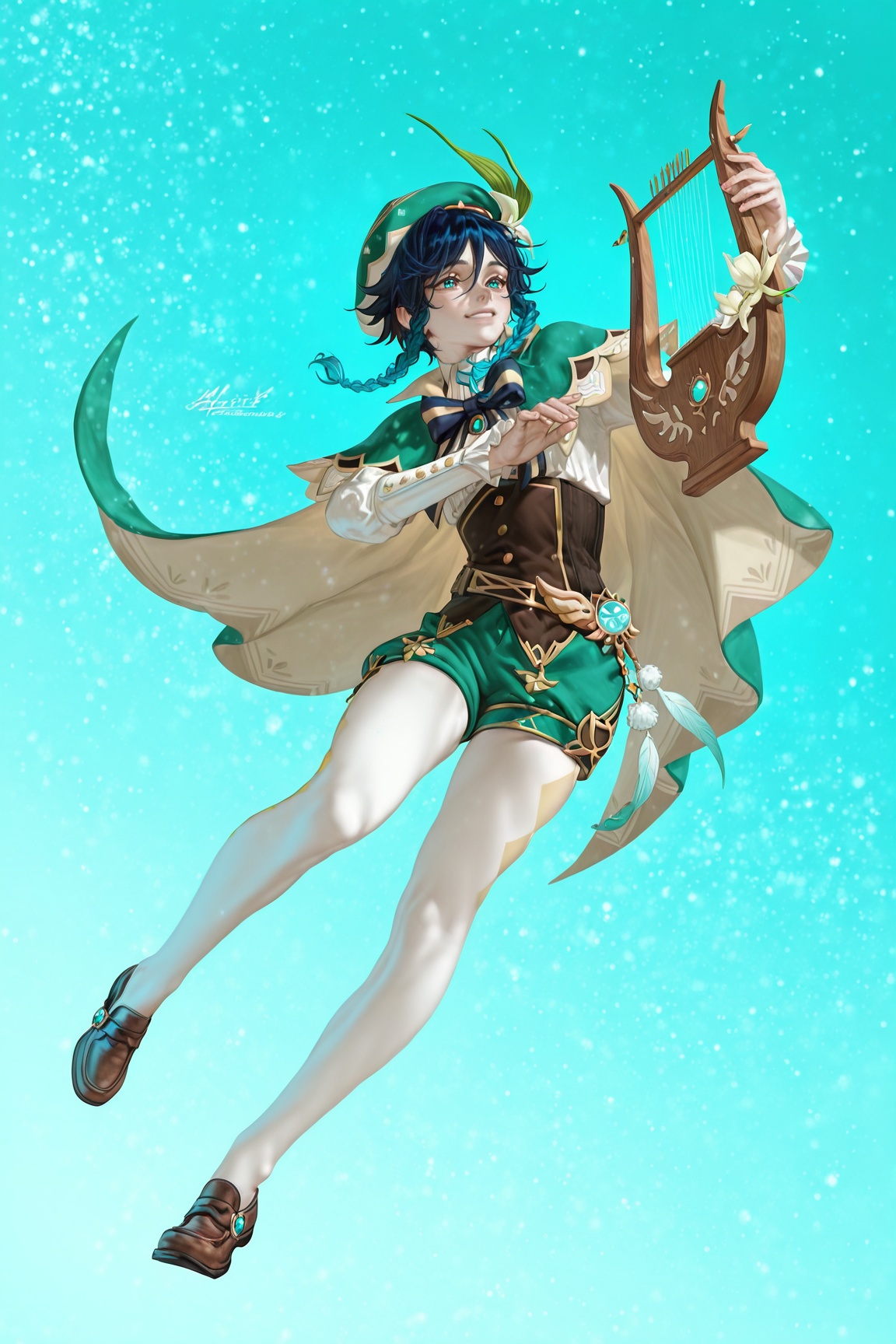 venti \(genshin impact\),  1boy,  dynamic pose on Tensor.Art