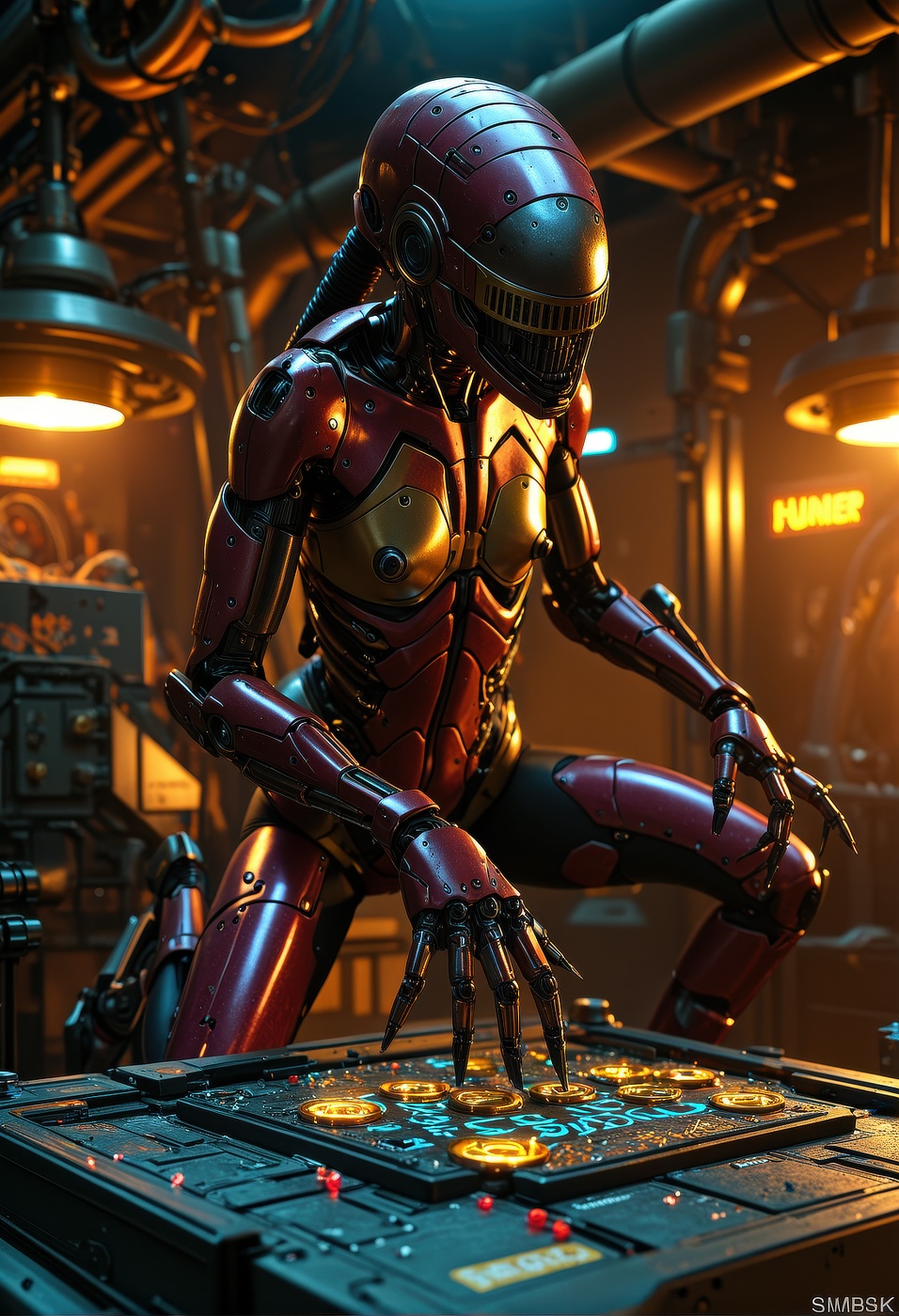 lordosis beautiful female [xenomorph pangolin:godlike cyborg **** huntress:15],  masterpiece,  intricate detailed machines...