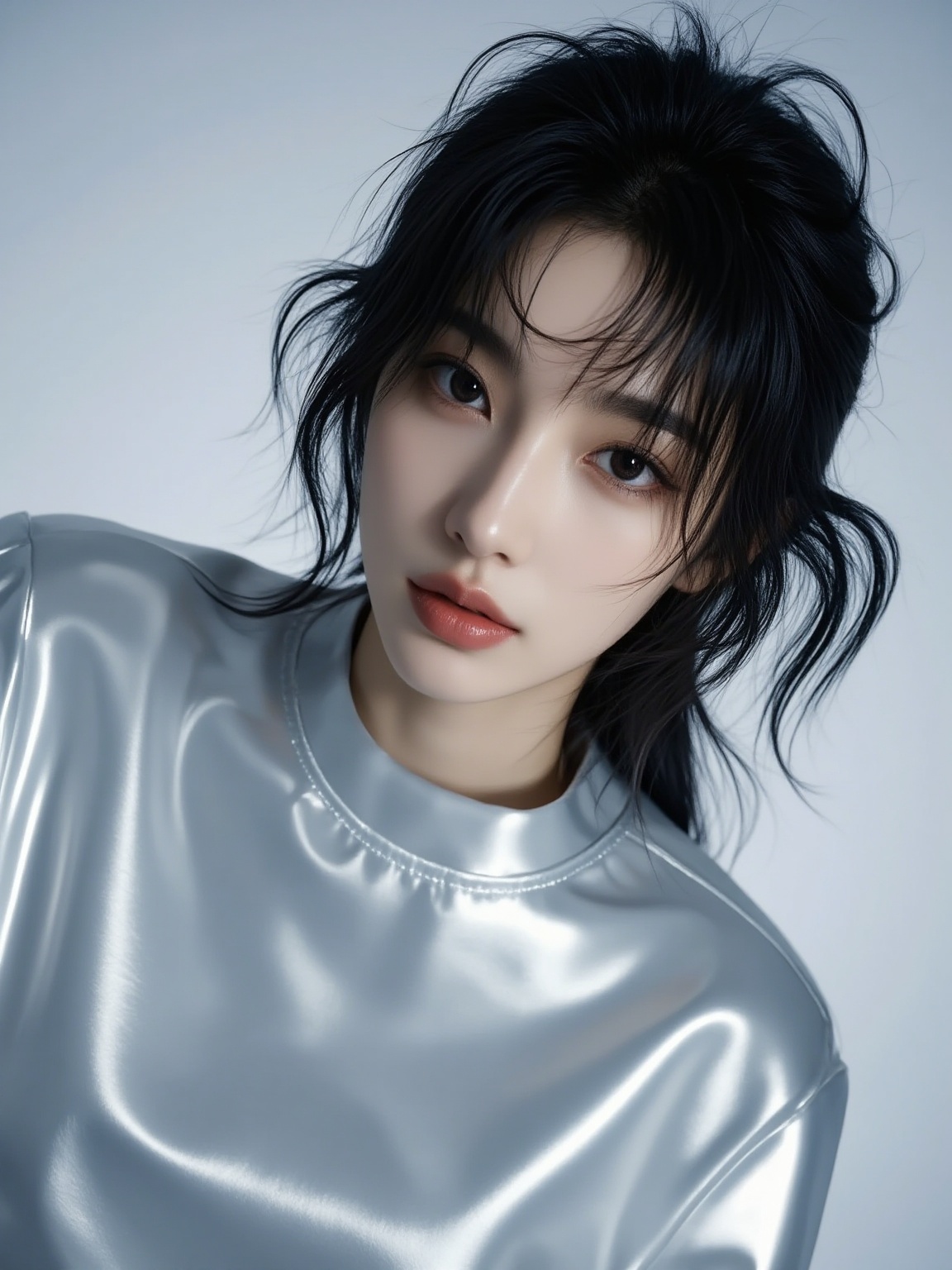 1girl,  The photograph features a young Asian woman with striking,  expressive features and a strikingly modern on Tensor.Art