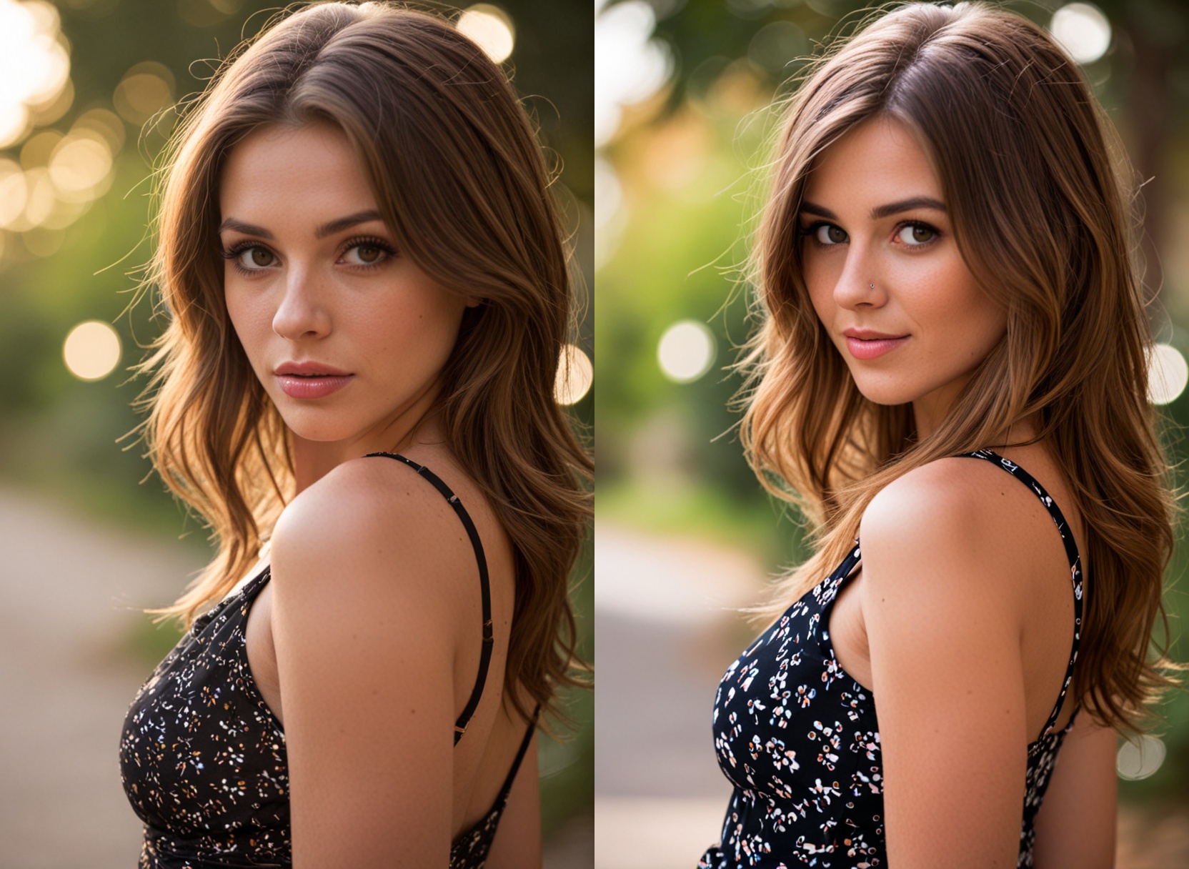 Beautiful woman portrait,  bokeh,  dress{|} on Tensor.Art