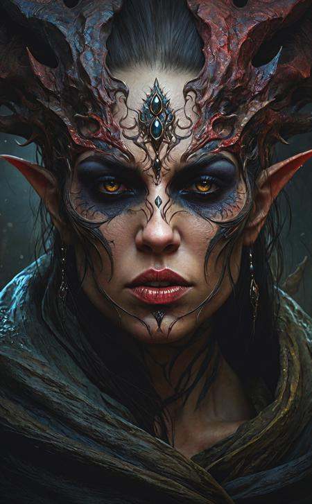 abstract style Dark Fantasy Art,  Grotesque female,  dark on Tensor.Art