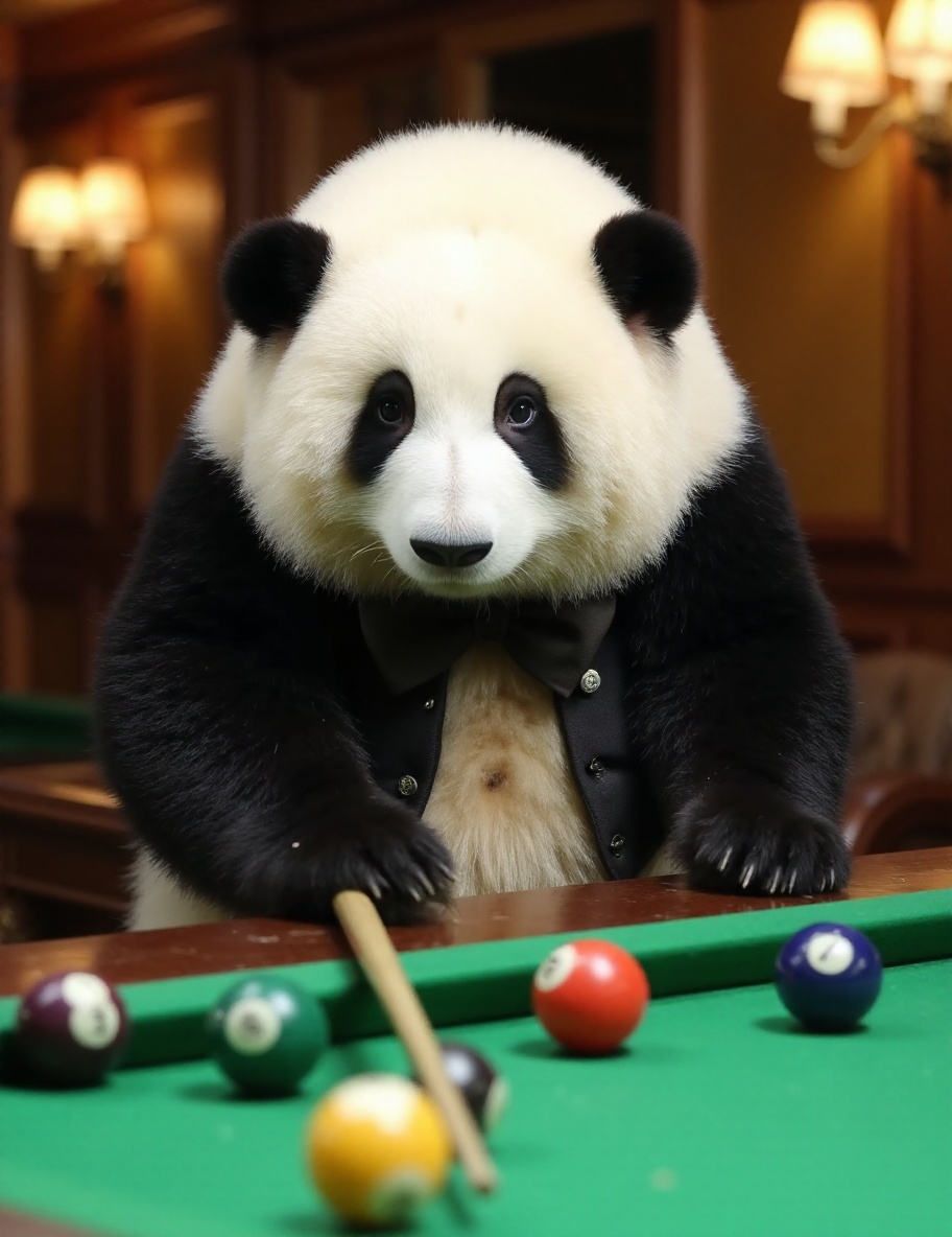 This high-resolution photograph captures a charming panda named Huahua,  depicted with her distinctive black and white fur...