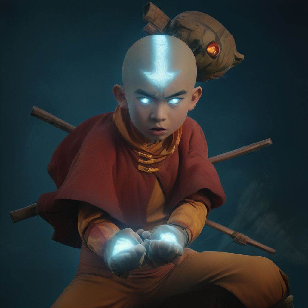 tlab-tcg aang with glowing eyes,  ship,  hat on Tensor.Art